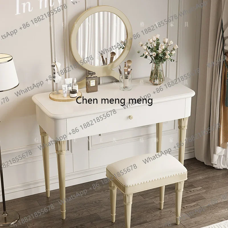 

z0189White Makeup Vanity Table Bedroom Cabinet Luxury Modern Dressing Table Mirror Wood Chair Mesa De Maquillaje Postmodern Furn