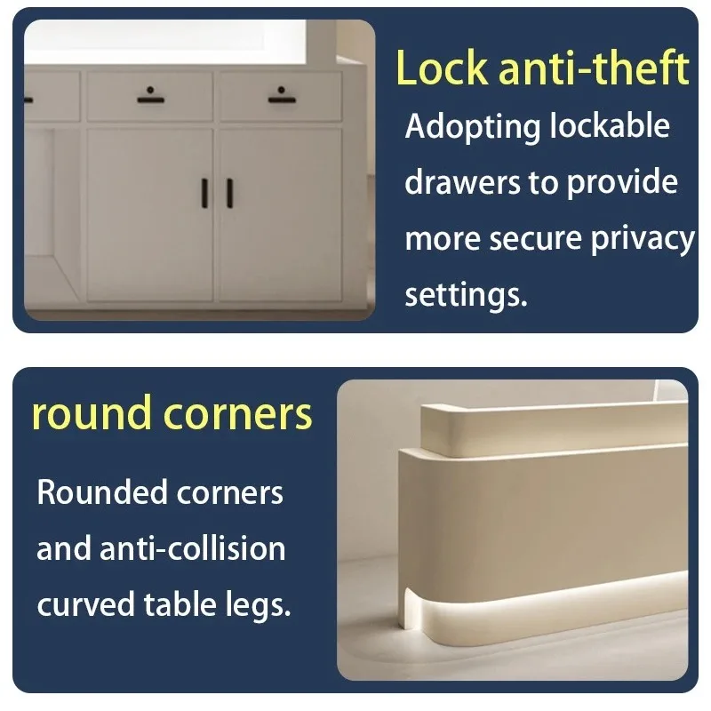 Modern Reception Desk with Counter, Commercial Reception Desk Retail Counter Checkout Front Desk for Office Lobby Salon