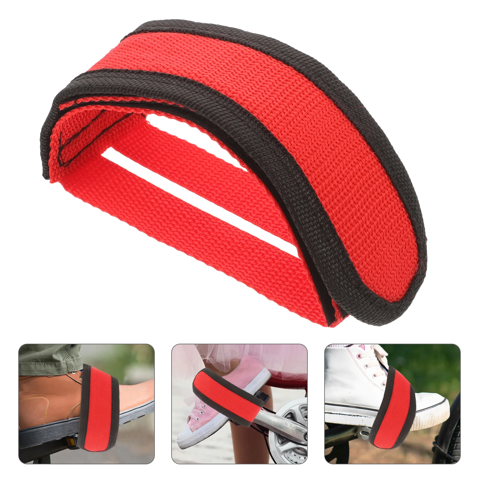 

Support Leg Straps Bike Bicycles Feet Exercise Pedal Red Nylon Toe for Pedals Fitness