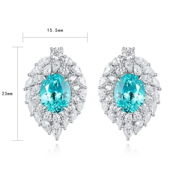 RUIF 2024  S925 Silver Main Stone 6.35ct Oval Shape Ring Lab Grown Paraiba Women Jewelry Party Gift Weddingring