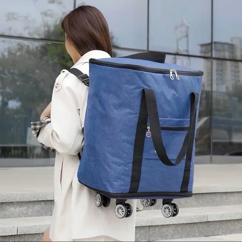 

Folding Storage Luggage Bag Large Capacity 360° Universal Wheel Waterproof Oxford Cloth Portable Backpack