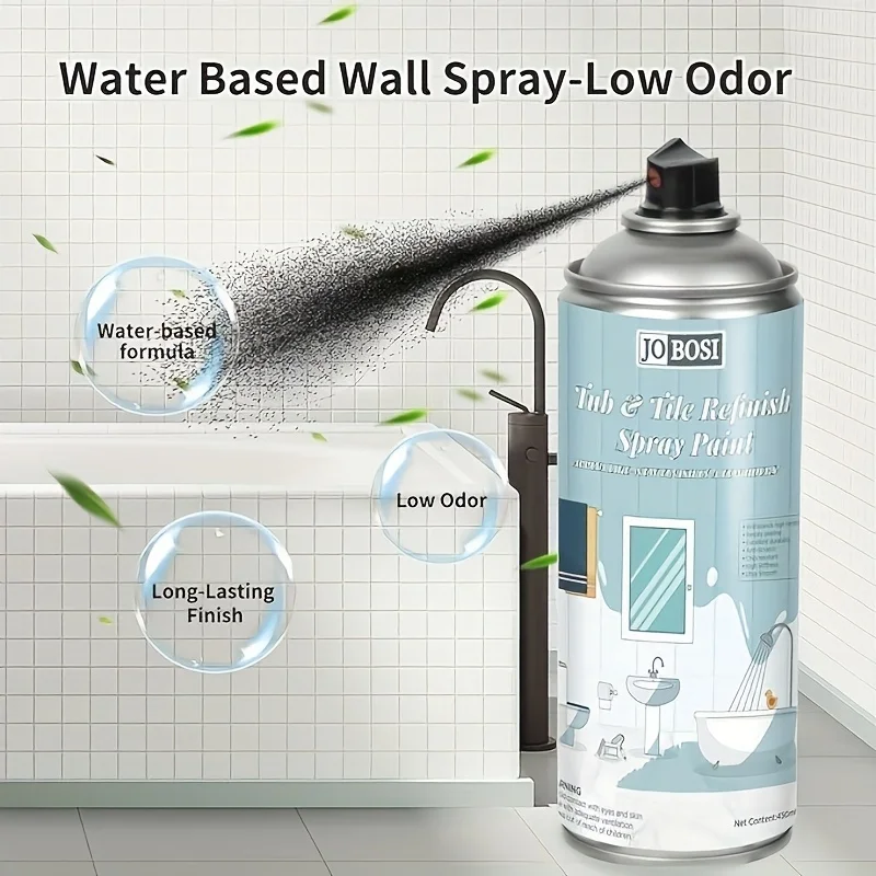 طلاء رش لإصلاح بلاط الحمام والأحواض باللون الأسود اللامع سعة 16 أونصة مقاوم للماء، طلاء ذاتي الختم للسيراميك والألياف الزجاجية والسيراميك #3