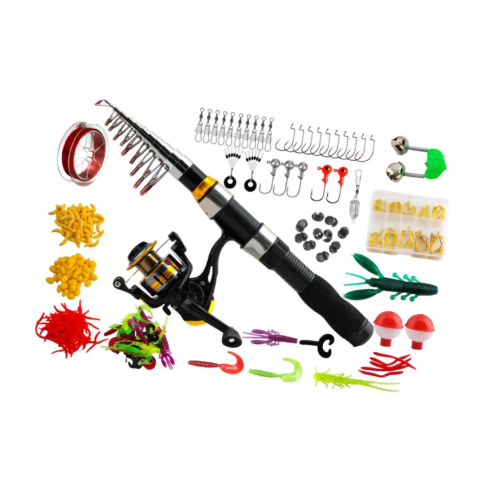 

Fishing Rod and Reel Combos Accessories Telescopic Fishing Pole Kit Full Kit for Travel Saltwater Fishing Beginner Freshwater