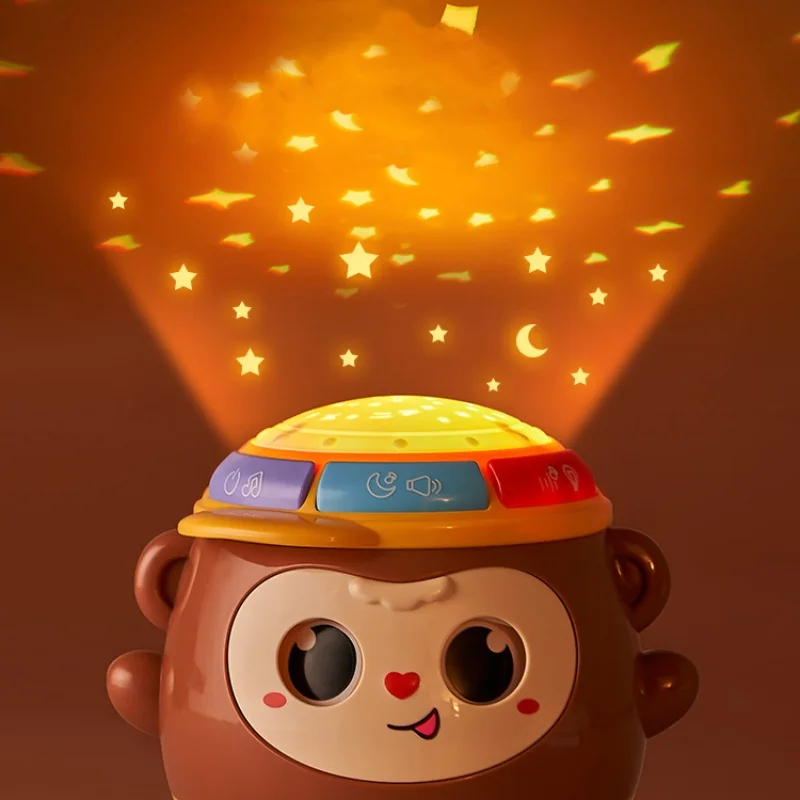 1 قطعة لعبة طبلة يدوية القرد يمكن وميضها ، التعليم المبكر متعددة الوظائف إيقاع الإسقاط لعبة طبلة يدوية مع الضوء والموسيقى