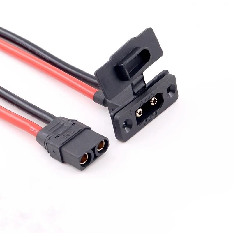 1pcs Xt90e-m Male Headband Fixed Hole Large Current Model Aircraft Battery Connector Gold Plated Plug Battery Interface
