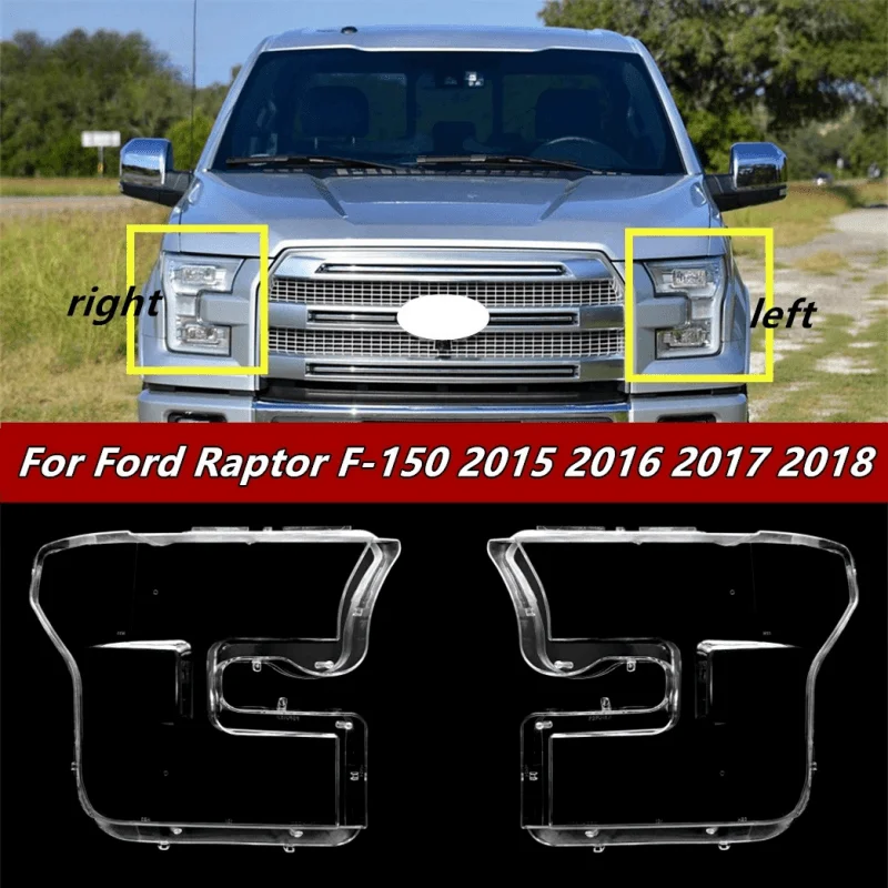 جديد الجبهة العلوي واضح غطاء للعدسات ل رابتور F-150 2015 2016 2017 2018 F150 كشافات شفافة الزجاج عاكس الضوء استبدال #5