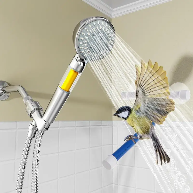 الطيور دش جثم شفط كأس Bied جثم دش حامل لعبة جدار جبل رف قائم قفص الببغاء اكسسوارات حمام اللعب ل #3