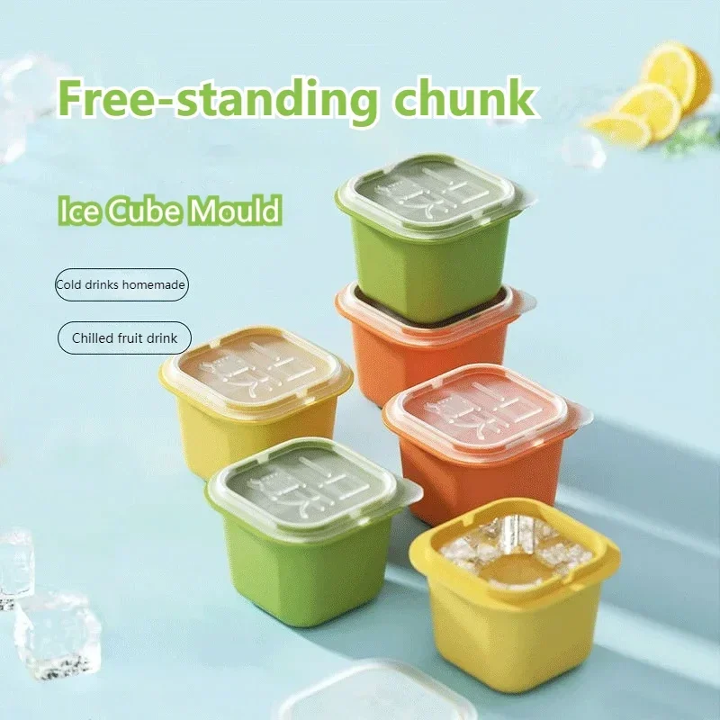 Reusable Ice Cube Maker with Stick Summer Individually Portioned Storage Box Cube Mould with Lid Ice Maker Kitchen Tools