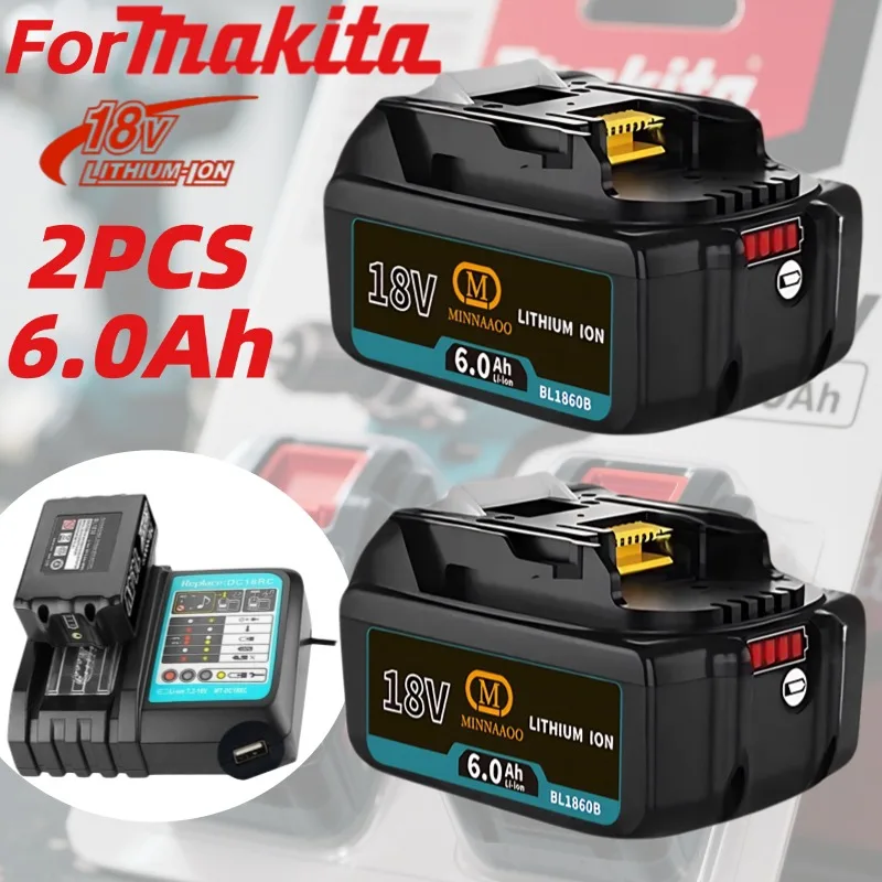 Для Макиты 🔋   Литий-ионный аккумулятор 18 В, 6000 мАч BL1860B BL1850, замена для электроинструментов DTD173/DGA404/DTW285