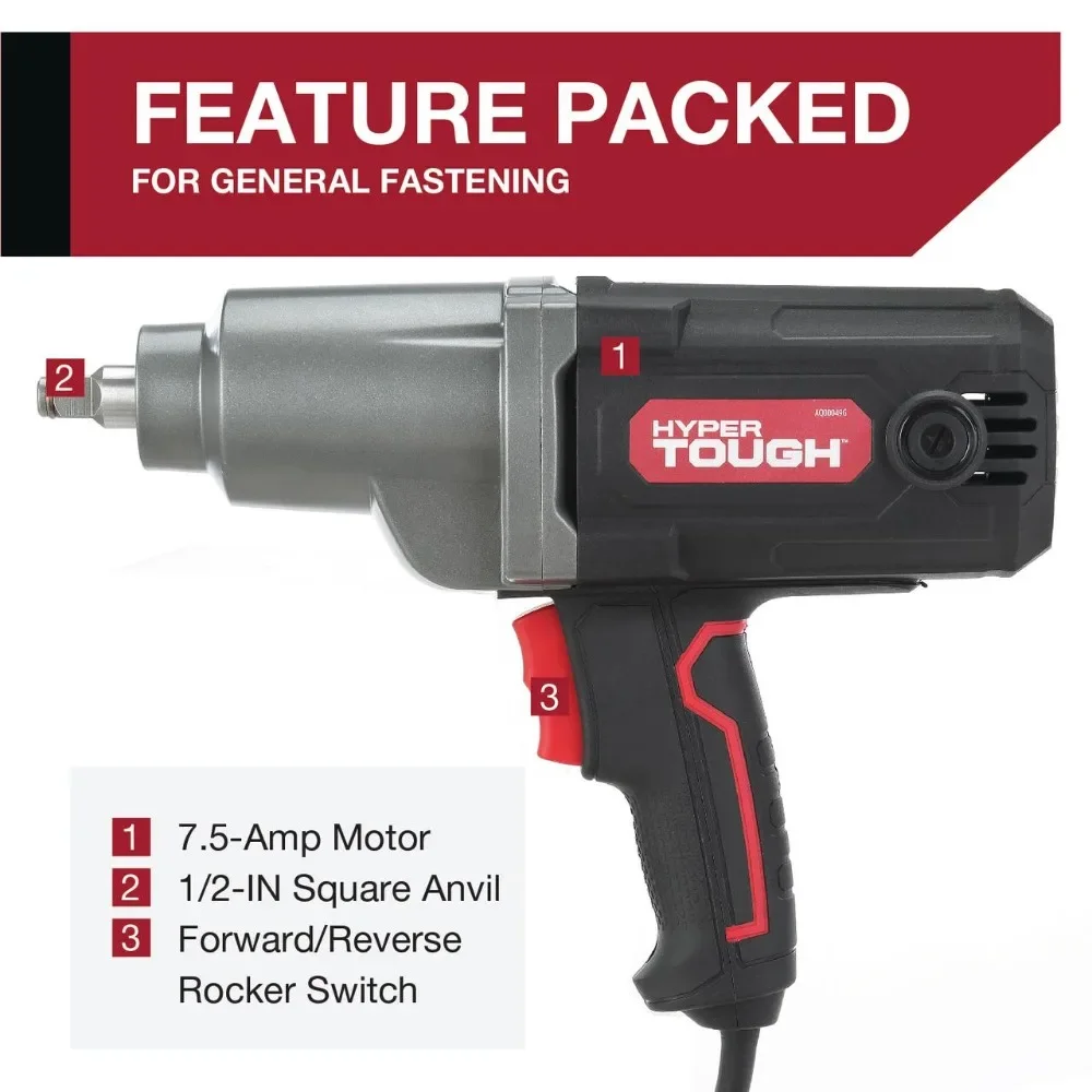 7.5A Corded Impact Wrench with 1/2 inch Anvil, 120V