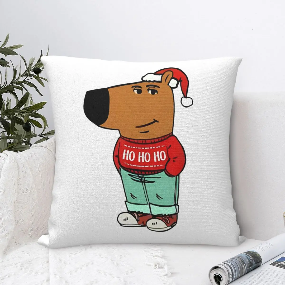 Chill Guy Christmas Square Pillow Case Polyester Decorative Pillow 45*45cm Pillowcase