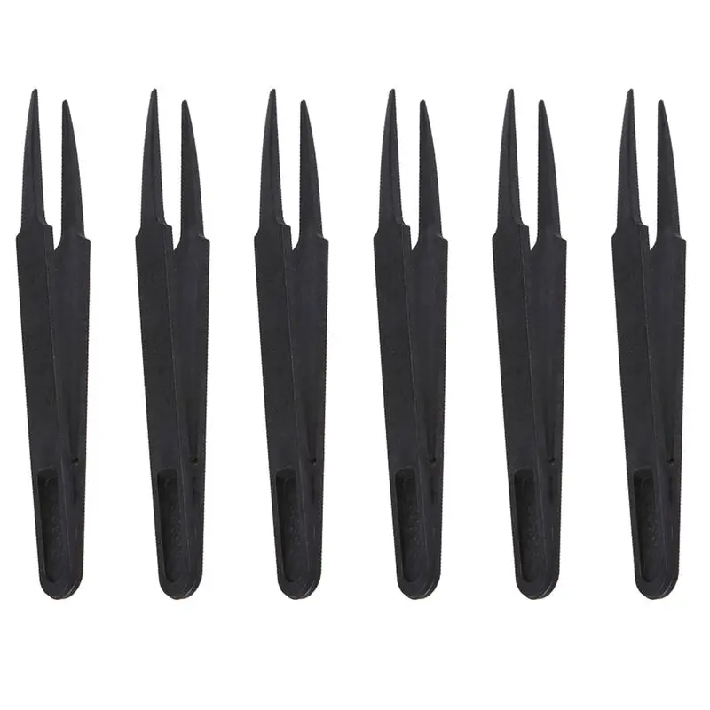 

6X Black Plastic Anti-Static Tweezers Repair Tool-AT64