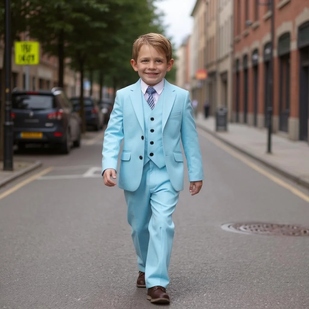 

Formal Suit for Boy 3 Pieces Notched Lapel Single Button Blazer Vest Pants Custom Wedding Tuxedo Kids Set Flower Boy Suits