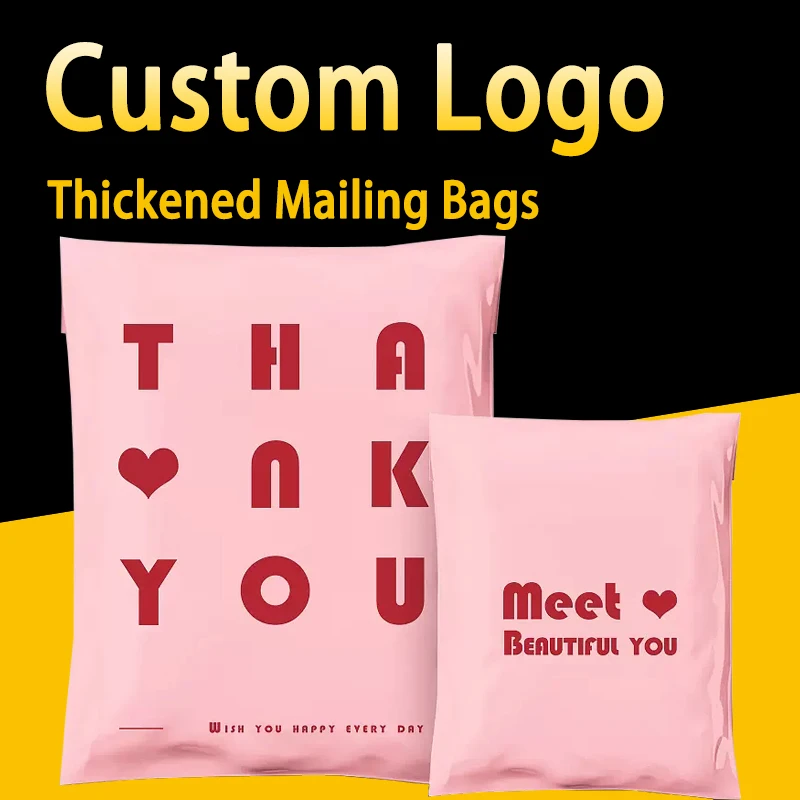 Mailing Bags Pack Products Courier Envelope Custom Packaging Poly Mailer Shipping Set Sending Thank You Meet Beautiful You Pink