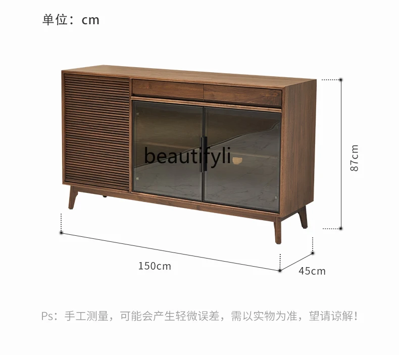 Black Walnut Wood Sideboard Cabinet Solid Wood Living Room  Display Cabinet against the Wall Locker Italian Tea Cabinet