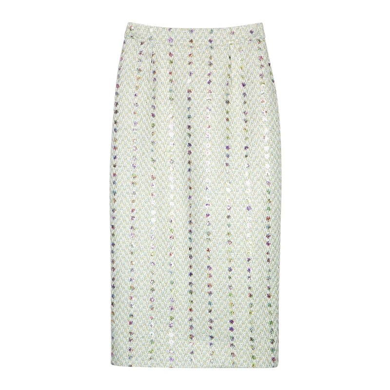 New fashionable and elegant light luxury socialite heavy industry sequin temperament small fragrance jacket + slim skirt suit