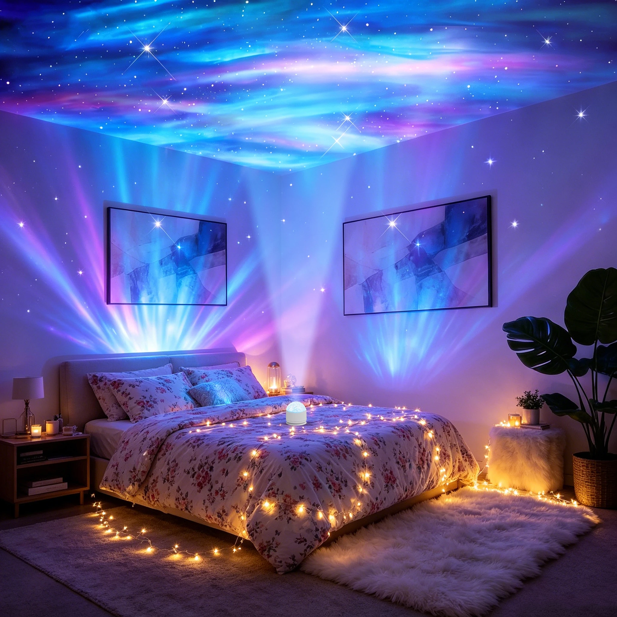 Starry Sky Galaxy Northern Aurora/Water Ripple LED Night Light 16 Color 360°Rotating RGB USB Lamp Remote Projector Ambient Light