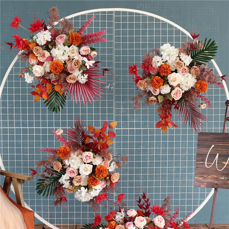 JAROWN Custom Autumn Color Wedding Arch Decor Artificial Fake Flower Row Background Flower Wall Home Party Wall Hanging Flowers