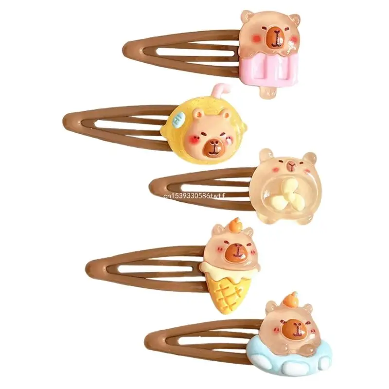 Girl Flat Clip Hairpin Barrettes Lovely Lemon Capybara Animal for Women Girl Dropship