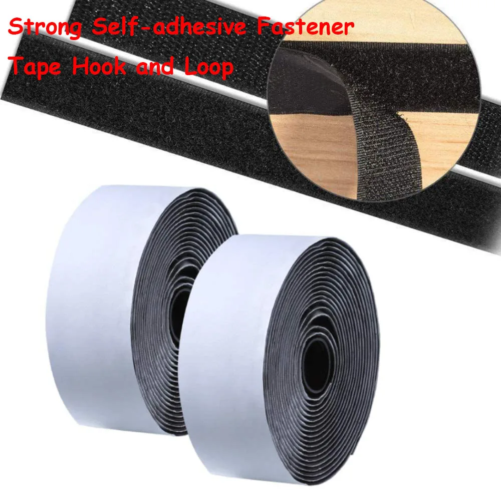 1Meter Strong Self-adhesive Fastener Tape Hook and Loop Black White Nylon Sticker Tape adhesive with Strong Glue  16-110MM