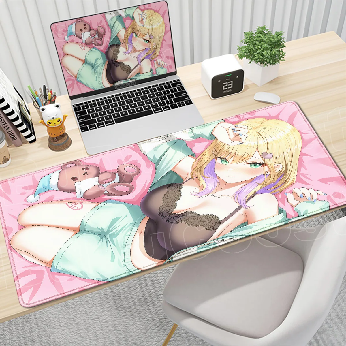 Anime Girl Office Keyboard Accessories Large Table Gaming Carpet Hololive Cute Kurumi Noah Mousepad XXL Locking Edge Desktop Mat