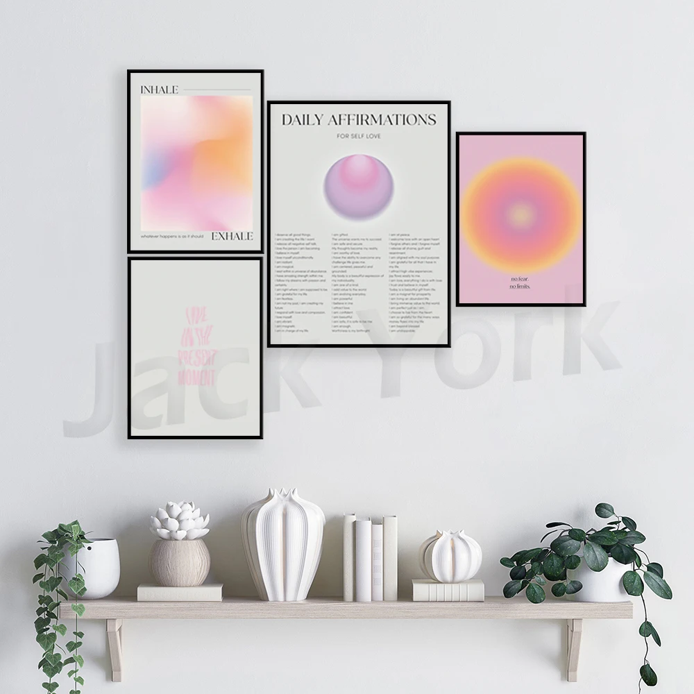 Spiritual Gradient Wall Art , Aura Gradient Trendy Wall Art Set, Gradient Angel Numbers Manifestation Digital Wall Art Printable