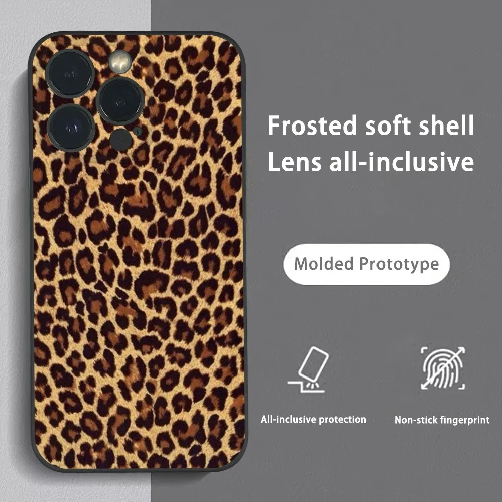 Fashion Tiger Leopard Print Phone Case For iPhone 15 14 13 12 11 Pro Xs Max Mini XR X 78 Plus Black Frosted Soft Shell Funda