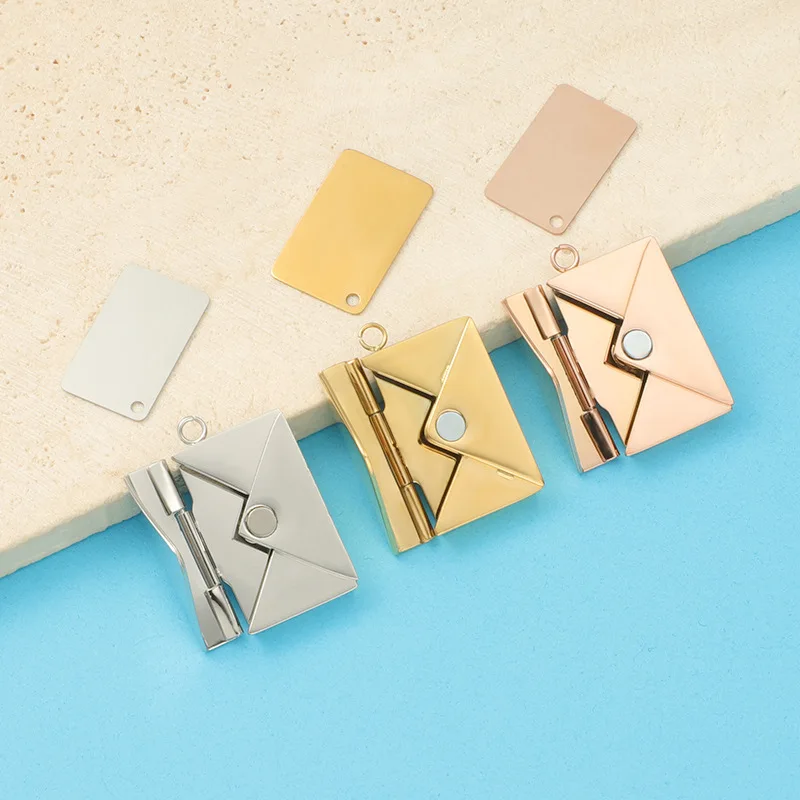 Fnixtar 10pcs/lot Stainless Steel Envelope Pendant Metal Lover Love Charms For Engrave DIY Making Necklaces Choker Keychain