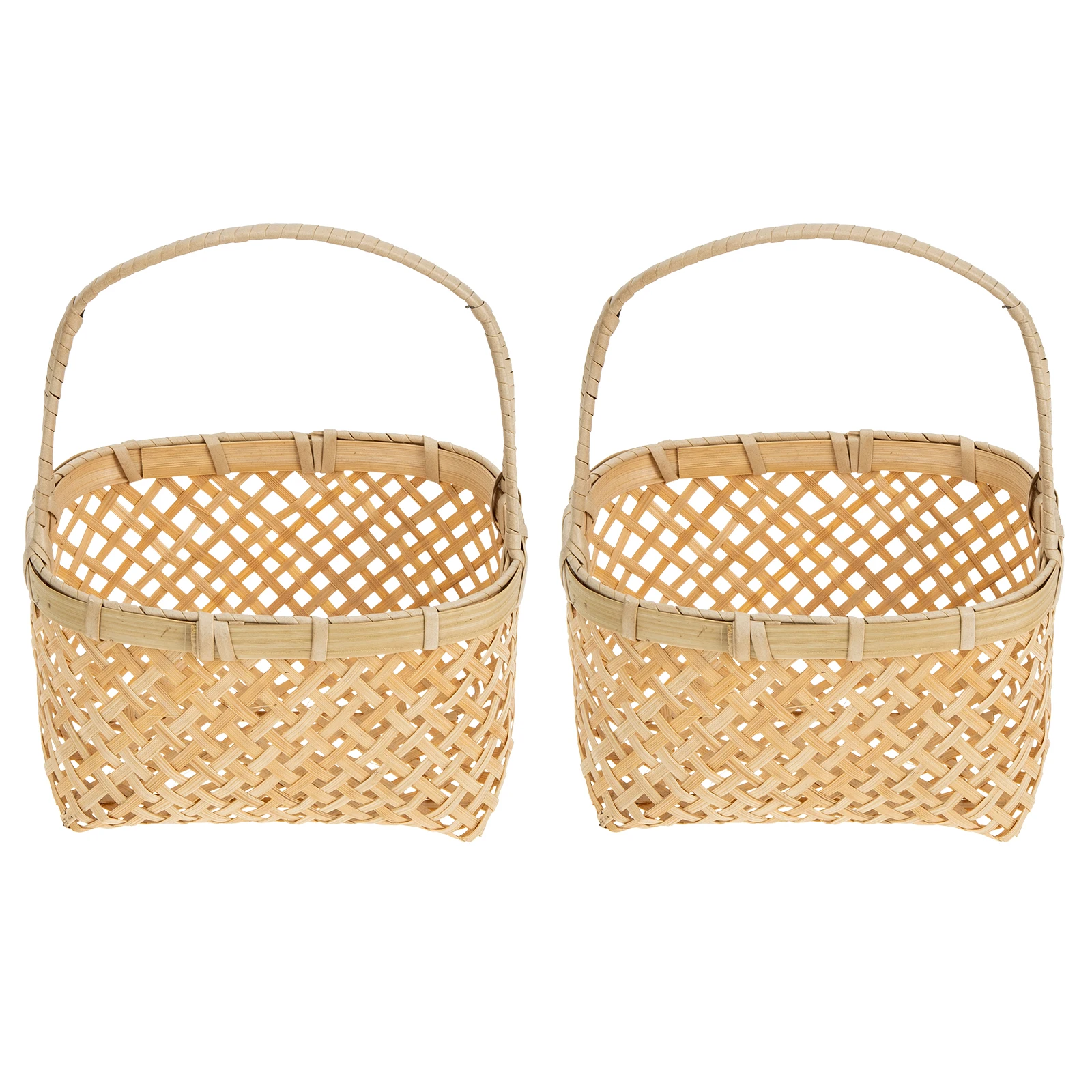 

2 шт. бамбуковые тканые корзины для фруктов, мини-стиль для хранения, пасторальная цветочная композиция, ручной кухонный бар, экологически чистый сейф