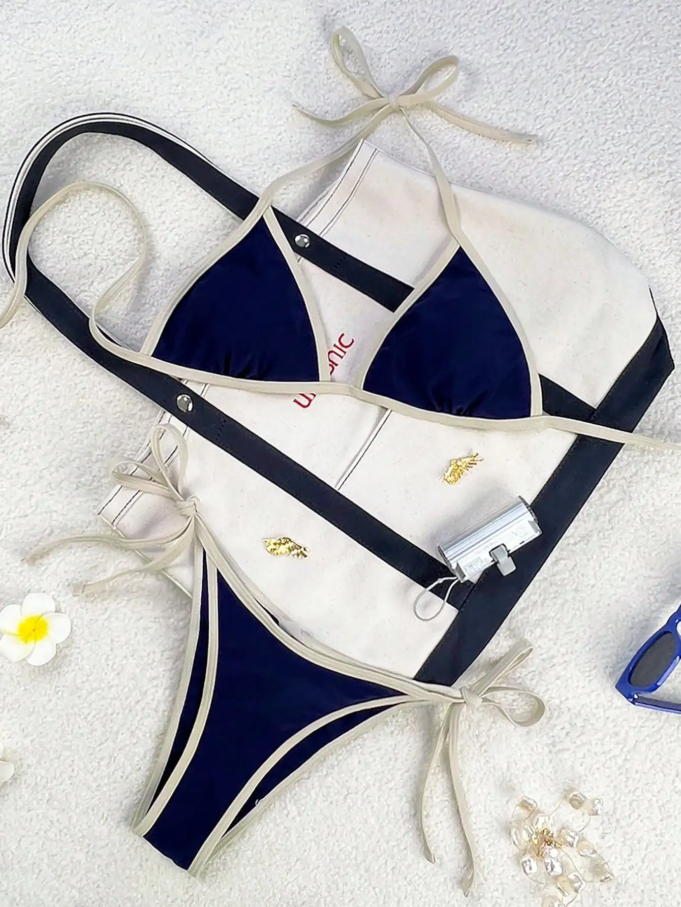 Summer sexy tie bikini swimsuit set for beach vacation suitable for women