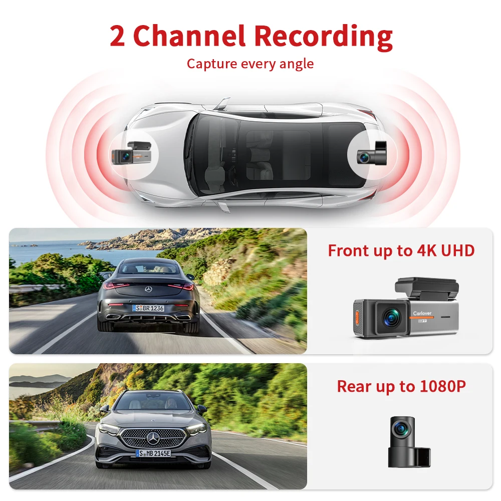 WiFi 4k Dash cam Front and Rear 4k 2 1.47''  waterproof  dashcam Car Dvr  For cars