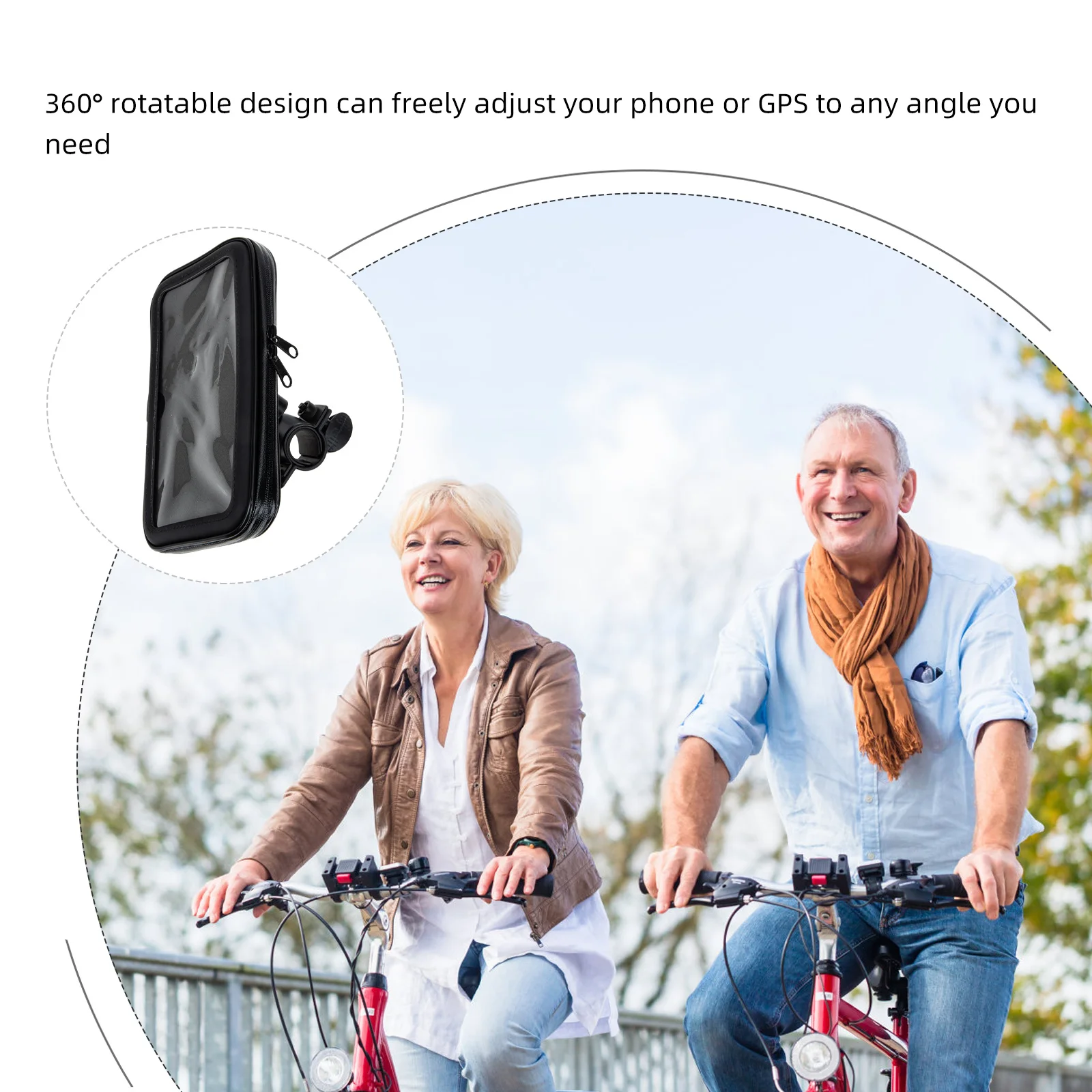 

1 set 1 Set Waterproof Bike Phone Bag 360 Rotatable Adjustable Mount Durable Long Lasting Shockproof Frame Attachment Design For