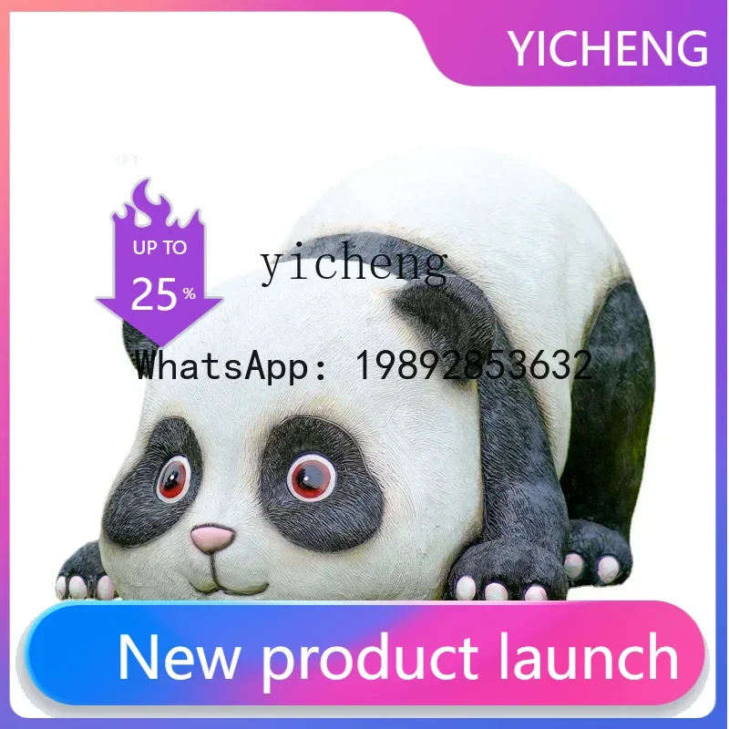 X7 Outdoor Simulation Panda Sculpture Frp Park Sales Department Decoration Landscape Furnishing Articles