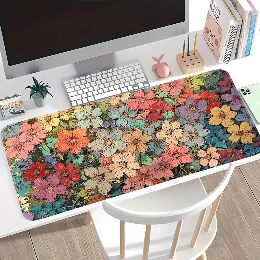Anti slip Mouse Pad Computer Laptop Pad Desk accessories Game Console Pad Keyboard Mouse Pad office Pad Colored Flowers