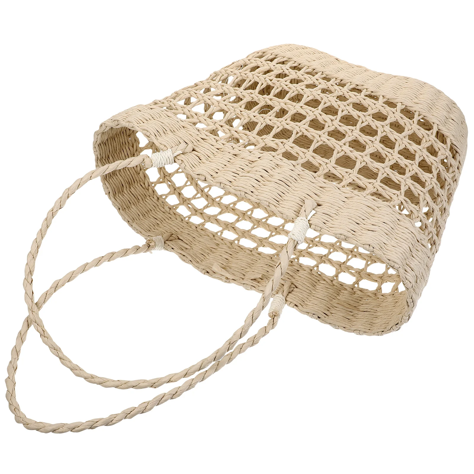 

Straw Tote Bag Woven Beach Handbag Lightweight Summer Large Capacity Storage Basket Shallow Color Trendy Design