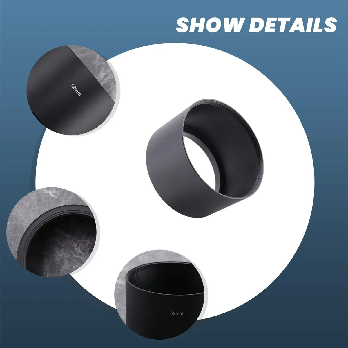 A72Z Camera Filter -in Mount 52mm Metal Lens Hood Shade