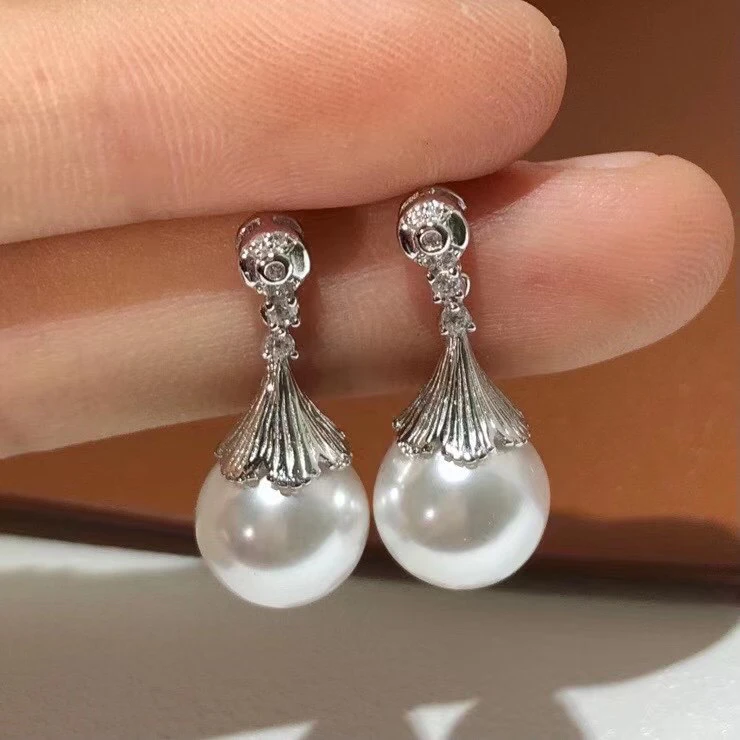 

New Arrival 925 Sterling Silver Earrings Findings Settings Base Mounting Parts Accessory for 9-10mm Pearls 5 pairs/lot