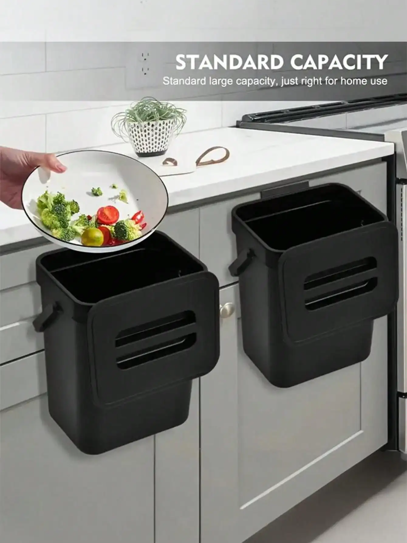 

1pc 3L Multi-Functional Trash Can, Wall-Mounted Hanging Kitchen Compost Bucket