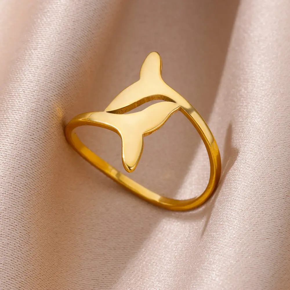 

Whale Tail Rings for Women Adjustable Gold Color Stainless Steel Ring 2023 Trend Luxury Wedding Jewelry Free Shipping anillos