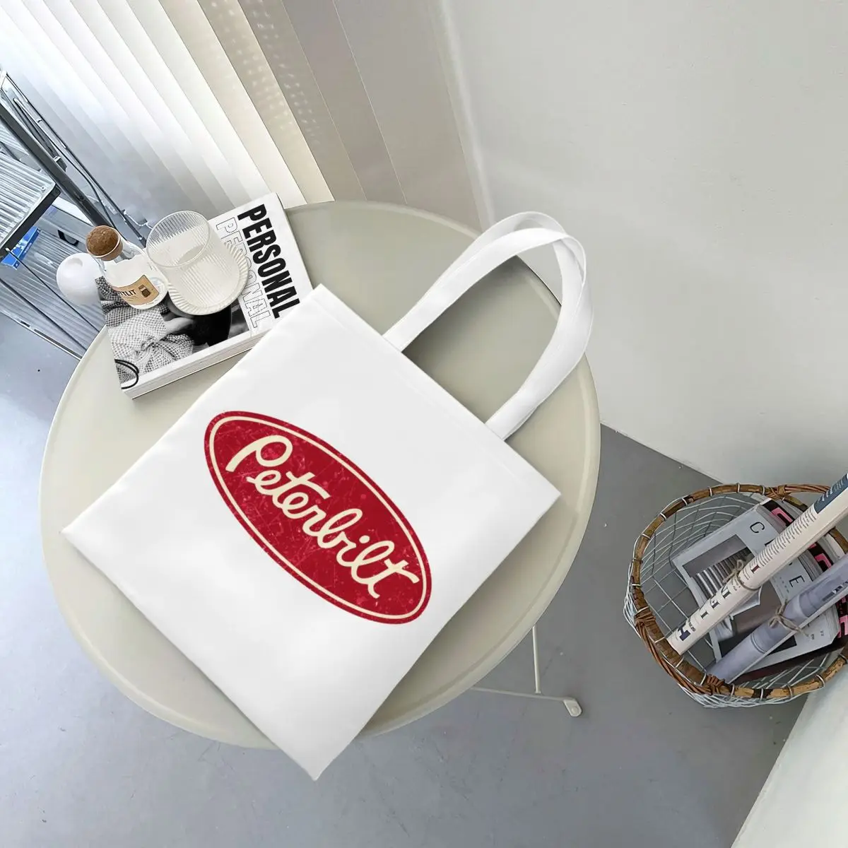 Peterbilt Truck Racing Vintage Shopping Bags Canvas The Tote Bag Foldable for Girls Shoulder Tote Travel Handbag