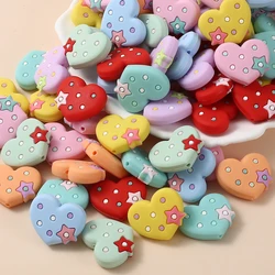 10Pcs Food Grade Baby Silicone Heart Beads Baby Teething Beads DIY Toy For Pacifier Chain Bracelet Necklace BPA Free