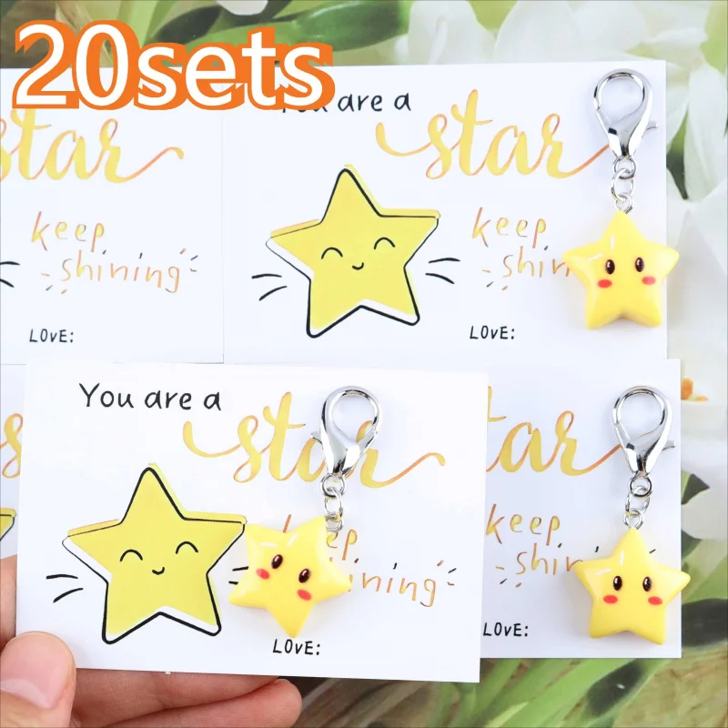 Juego de 20 tarjetas de felicitación inspiradoras con la frase “Eres una estrella, continua brillando” | Tarjeta de Abrazo de Bolsillo, Regalo de Apoyo Emocional | Viene con una linda estrella.