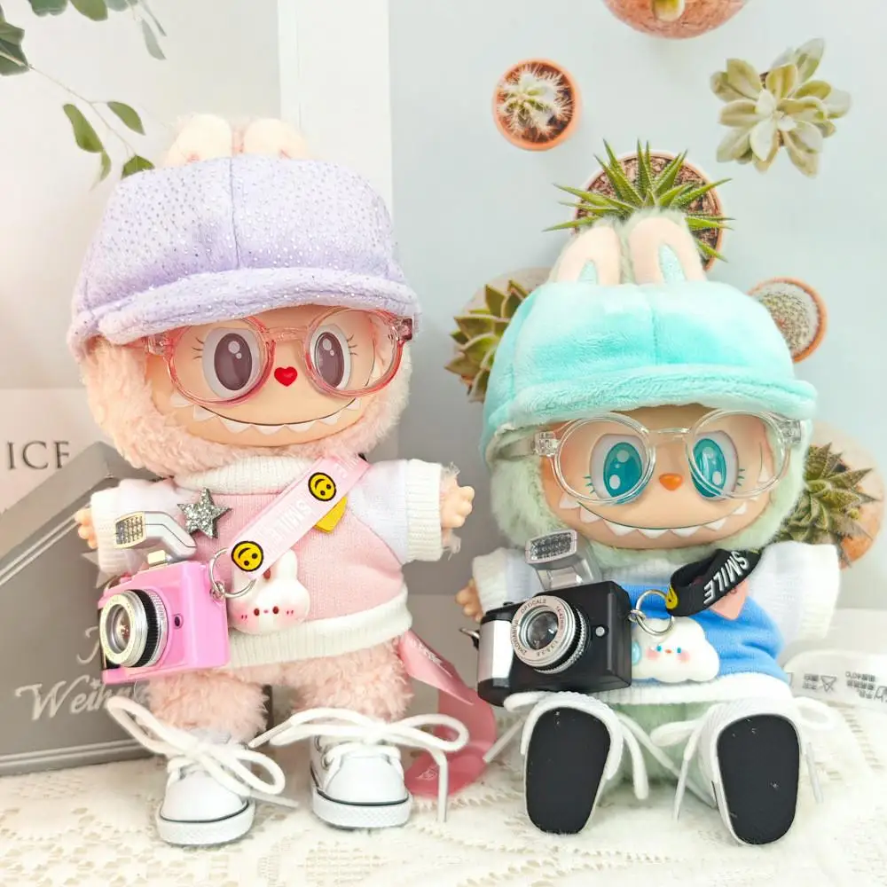 17cm Mini Plush Doll'S Clothes Outfit Accessories For Korea Kpop Exo Labubu Idol Little Rabbit Cloud Sweater Camera Set Clothing