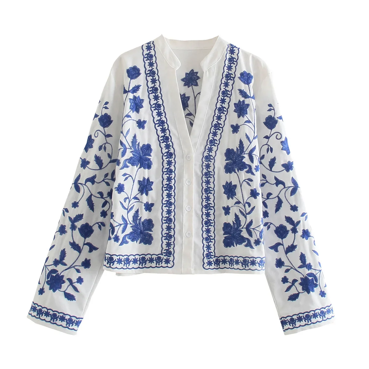 TEELYNN Boho Cotton Women Cardigan Crop jacket White Floral Embroidered Tops Vintage Long Sleeve Autumn Coats Outwear Bohemia