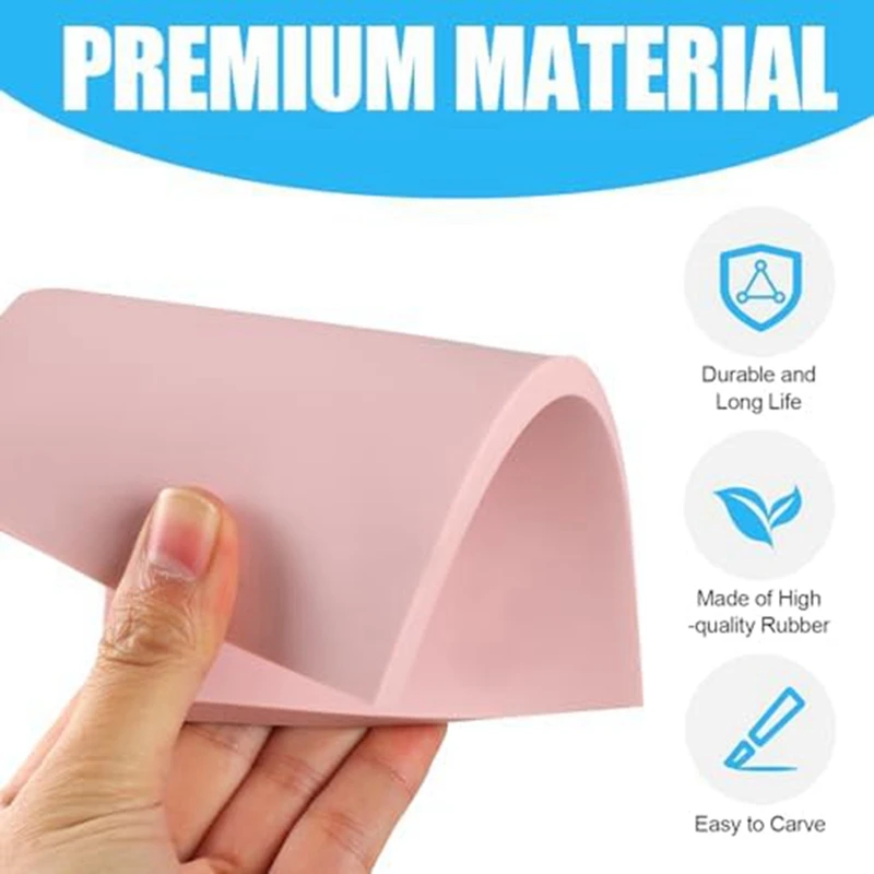 4-Piece 15 X 10Cm Pink Rubber Engraved Linoleum Block Stamp Making Kit For Print Production Durable Easy Install Easy To Use