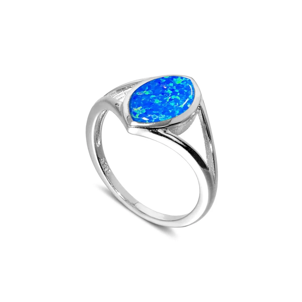 2024 Fashion New 100% 925 Sterling Silver Oval Blue Opal Women\'s Ring Engagement Valentine\'s Day Gift Women\'s Fashion Jewelry