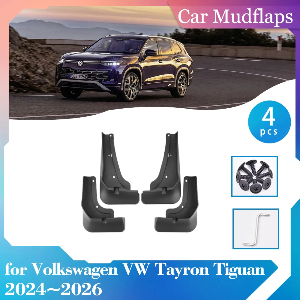 

Car Mud Flaps for Volkswagen VW Tayron Tiguan 2024~2026 2025 Mudflaps Mudguards Splash Guards Front Rear Fender Part Accessories