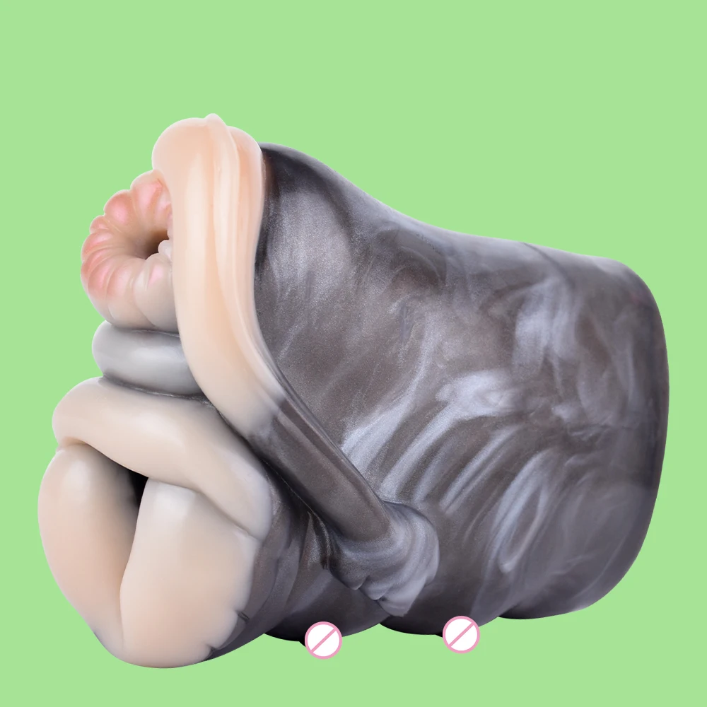 GEEBA Realistic Animal Giraffe Male Masturbator Dual Channel Soft Silicone Male Masturbators Realistic Vagina Adult Sex Toys