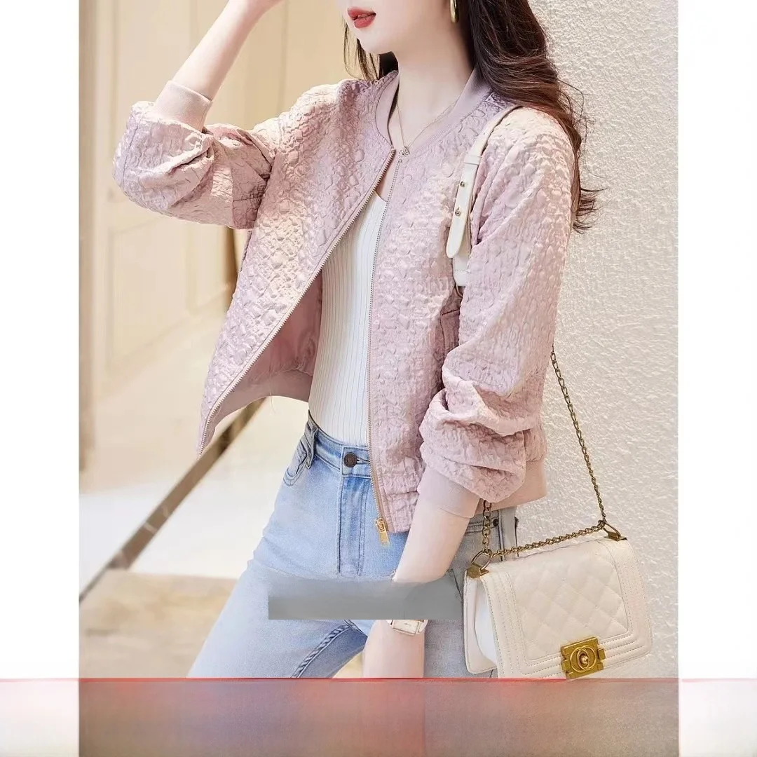 

Casual Sle Long Sve Baseball Collar Jaet ort Length Faionable Quali Women's Outerwear Polyester Fiber Zipper Clo...