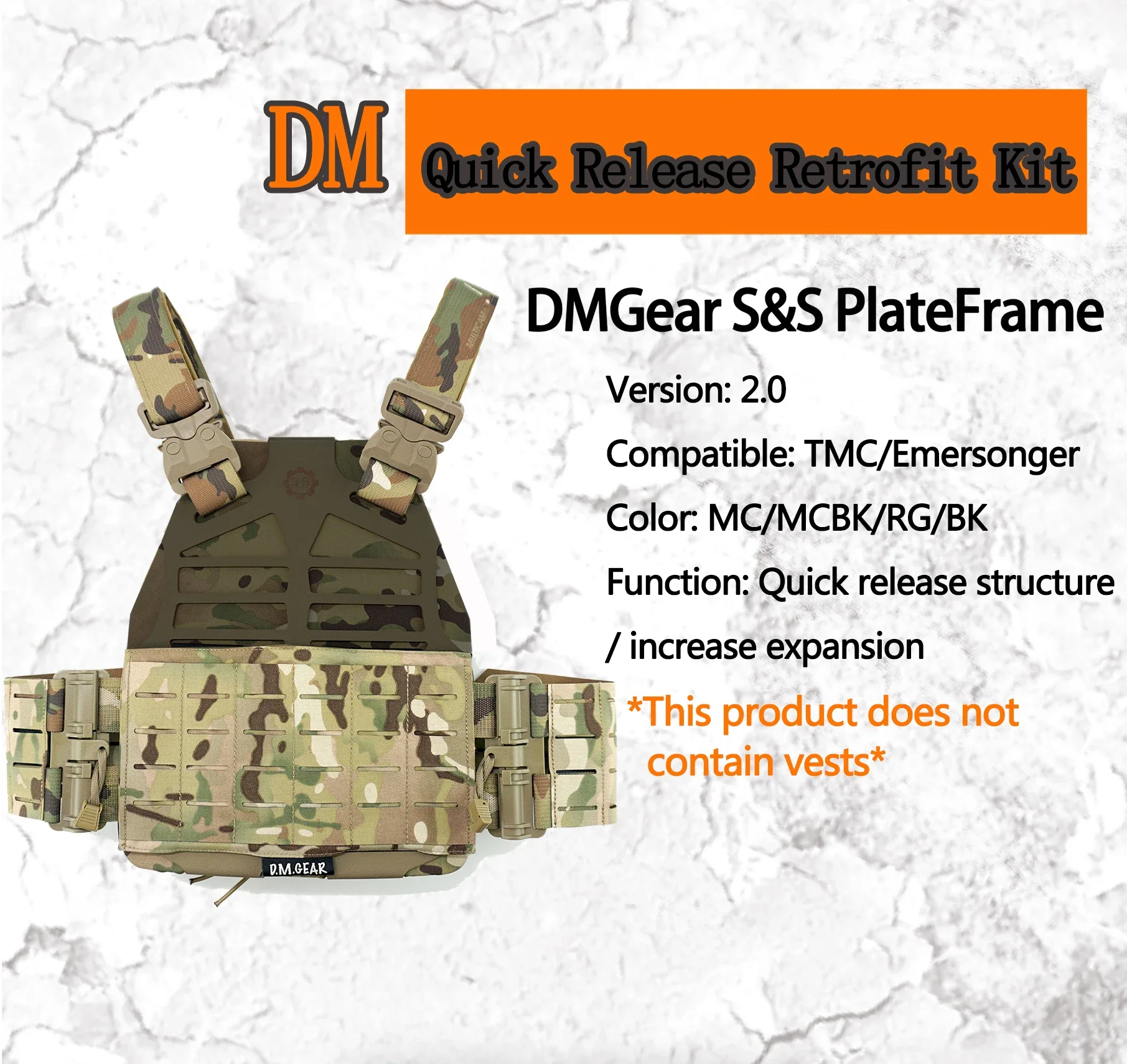 Imagem -02 - Dmgear-kit de Retrofit Plateframe de Liberação Rápida para Homens e Mulheres Colete Tático Colete Universal Jogo de Caça 2.0 Tmc